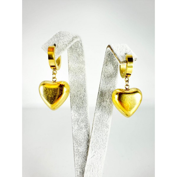 Gold Kalp Detaylı Küpe